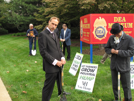 David Bronner digs up DEA lawn