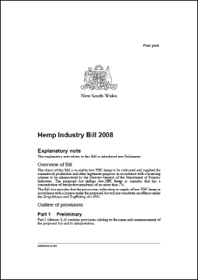 Queensland Hemp Industry Bill 2008