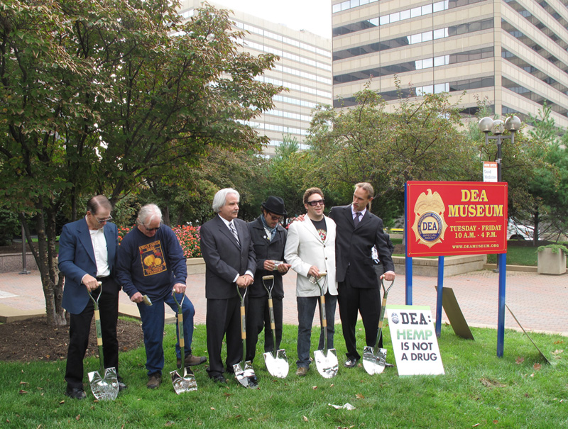 Farmers Will Allen and Wayne Hauge plant hemp at DEA Headquarters