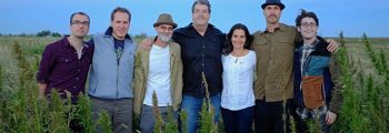 Vote Hemp board at Ryan Loflin's hemp harvest in 2013