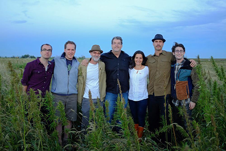 Vote Hemp board at Ryan Loflin's hemp harvest in 2013